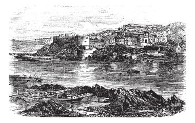 Attock or Campbellpur, Punjab, Pakistan. Vintage engraving. clipart