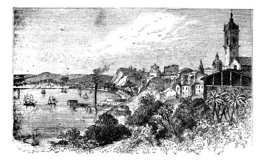 Bahia in Salvador, Brazil, during the 1890s, vintage engraving. clipart