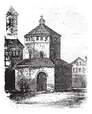 Baptistry of Novara vintage engraving clipart