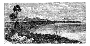 Bay of Bombay,Mumbai, India, vintage engraving. clipart