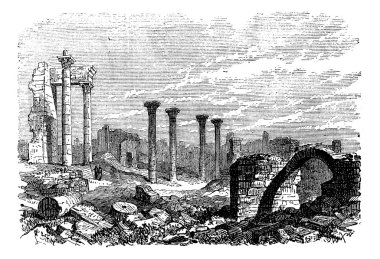 Ruins of Bozrah, Captial city of Edorn, Jordan, now Bouseira vi clipart