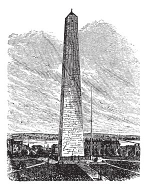 Bunker Hill Monument, Charlestown, Massachusetts, vintage engrav clipart