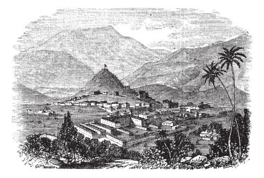 Kabul, city, Afghanistan, vintage engraving. clipart