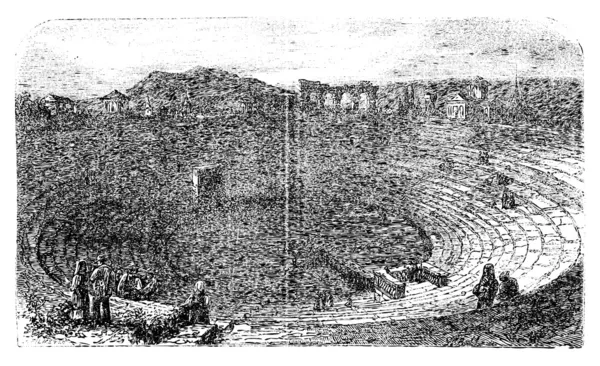 Амфітеатру в 1890 році у Вероні, Італія. Урожай гравіювання. — стоковий вектор