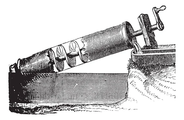 Arquímedes tornillo grabado vintage — Archivo Imágenes Vectoriales