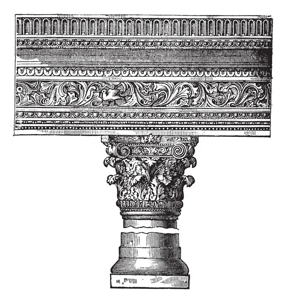 Pillar in the Church of Saint John in Constantinople. vintage en — Stock Vector