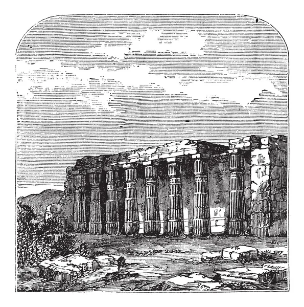 Руины храма Луксора (или Кворента) в Фивах, Египет. Винтаж e — стоковый вектор