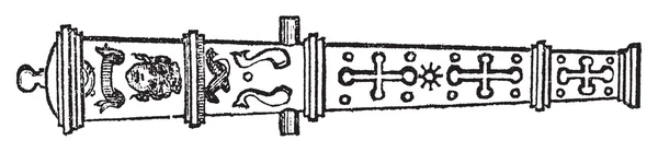 Culverin o cañón medieval grabado vintage . — Vector de stock