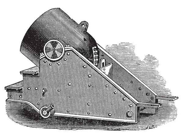 Мінометна гармата старовинна гравюра . — стоковий вектор