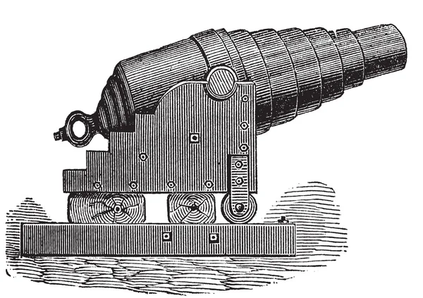 Armstrong cannon old engraving. — Stock Vector