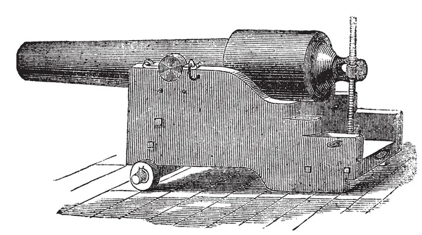 · 帕罗特步枪或 · 帕罗特加农炮复古雕刻. — 图库矢量图片