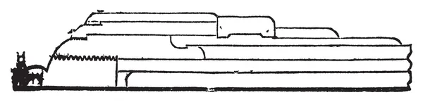 Старая винтажная гравировка оружейной секции Армстронга . — стоковый вектор
