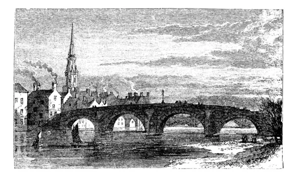 River Ayr Bridges. Ponte Vecchio o Auld Brig sul fiume Ayr, in Sc — Vettoriale Stock