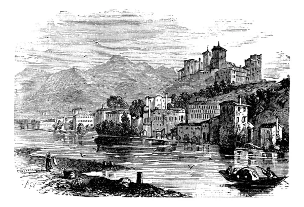 Bassano del Grappa, em Veneto, Itália, durante a década de 1890, vintage — Vetor de Stock