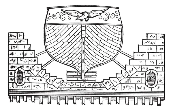 Винтажная гравировка плавающего бассейна — стоковый вектор