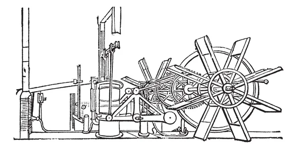 克莱蒙蒸汽船桨轮股复古雕刻 — 图库矢量图片
