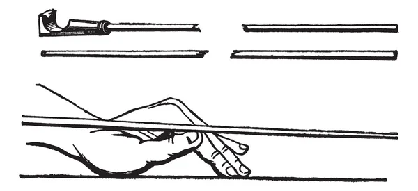 Cue-Stick und linke Hand Cue-Stick-Position, Billard, Vintage E — Stockvektor