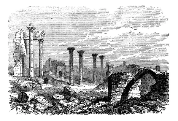 Ερείπια της Βοσόρρας, πρωτεύουσα πόλη της edorn, Ιορδανία, τώρα bouseira vi — Διανυσματικό Αρχείο
