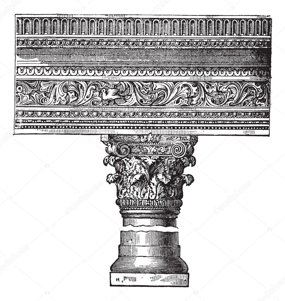 Pillar in the Church of Saint John in Constantinople. vintage en
