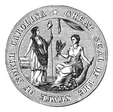 Great seal or hallmark of North Carolina vintage engraving clipart