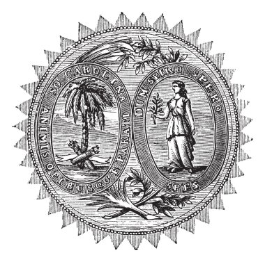 Great seal or hallmark of South Carolina vintage engraving clipart