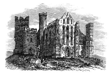 Rock of Cashel or Cashel of the Kings, Ireland vintage engraving clipart