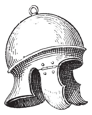 Roman legionnaire's helmet or galea vintage engraving clipart