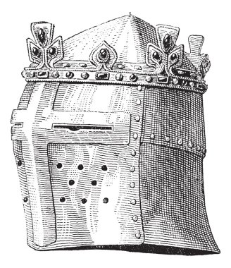 Helmet or galea worn by Louis IX in the battle of the Massoure v clipart