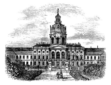 Charlottenburg Royal Palace, in Berlin, Germany, during the 1890 clipart