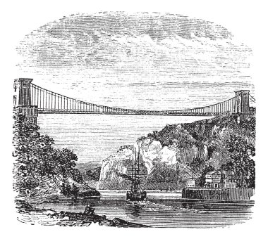 Clifton Suspension Bridge, in Clifton, Bristol to Leigh Woods, N clipart