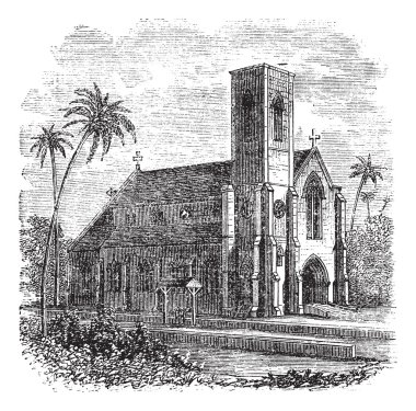 Saint lucia Katedrali, colombo, sri lanka, antika gravür