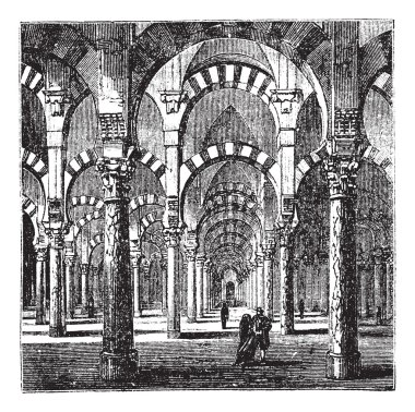 andalusia, İspanya, vintage engravi cordoba Katedrali Camii