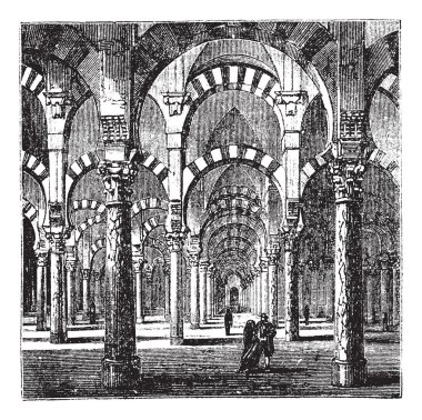 Cathedral-Mosque of Cordoba in Andalusia, Spain, vintage engravi clipart