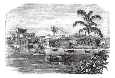 Dhaka in Bangladesh, vintage engraving clipart