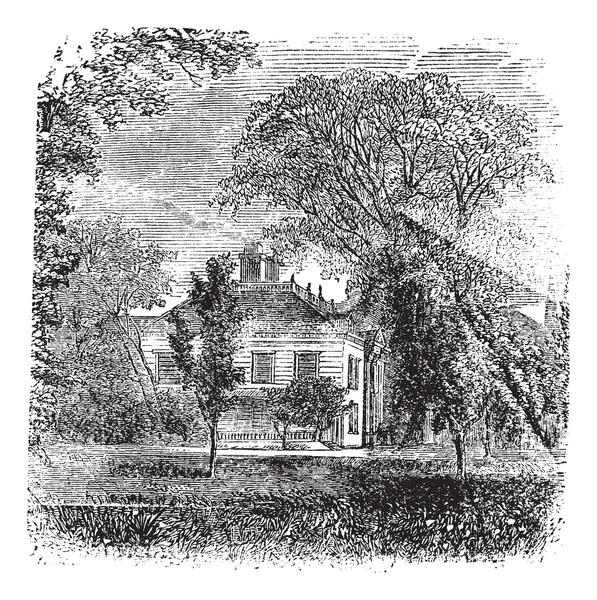 Longfellow, House, Massachusetts, Cambridge, América, vendimia — Vector de stock
