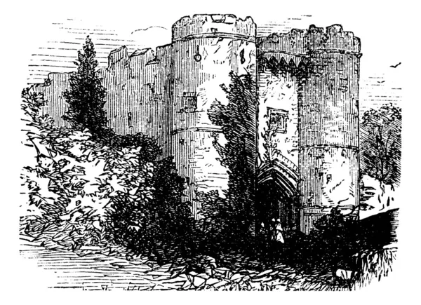 Carisbrooke castle, isle of wight, Velká Británie (Anglie) vint — Stockový vektor