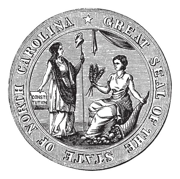 Gran sello o sello distintivo del grabado vintage de Carolina del Norte — Archivo Imágenes Vectoriales