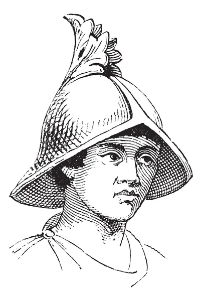 Карловингский шлем винтажной гравировки галеи — стоковый вектор