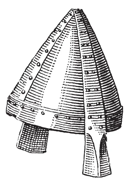 Norman helmu nebo galea vinobraní gravírování — Stockový vektor
