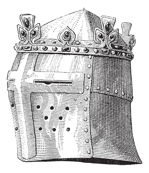 Kask lub galea, zużyty przez Ludwika ix w walce przeciwko massoure — Wektor stockowy