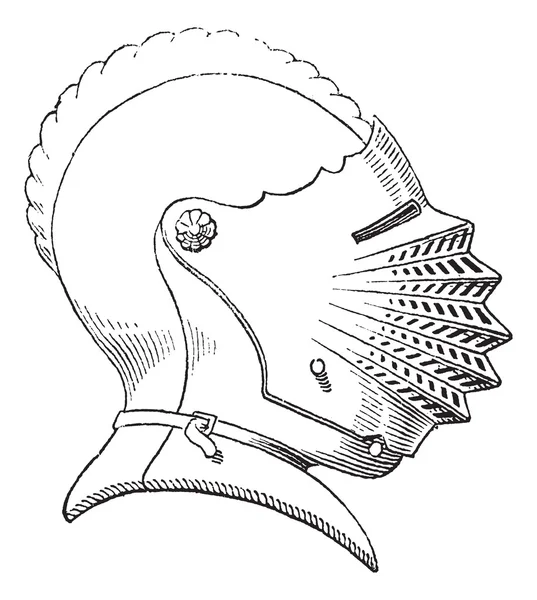 Vijftiende eeuwse helm of galea vintage gravure — Stockvector