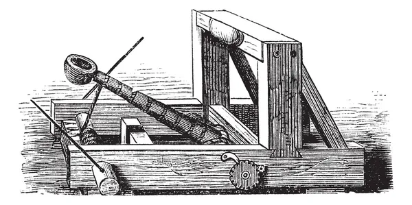 Катапульта або Slingshot старовинна гравюра — стоковий вектор