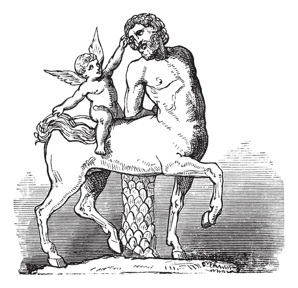 Chiron centaur ve cupid heykeli ya da furietti sentorlar ve cupid v — Stok Vektör