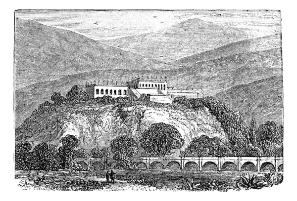 늦은 1800 년대 빈티지 en에서 멕시코 시티, 차풀테펙 공원 스크 — 스톡 벡터