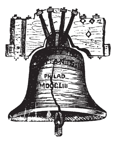 Liberty Bell, en Filadelfia, Pensilvania, USA, grabado vintage — Vector de stock