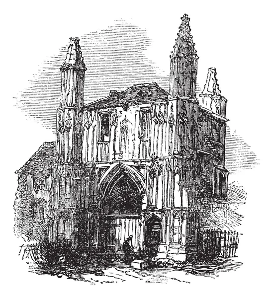 Колчестерское аббатство, Эссекс, Англия, винтажная гравировка — стоковый вектор