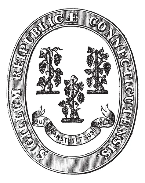 Seal of Connecticut vintage gravírozás — Stock Vector