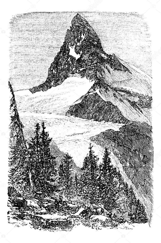 The Matterhorn or Monte cervino. Zermatt, Switzerland vintage en