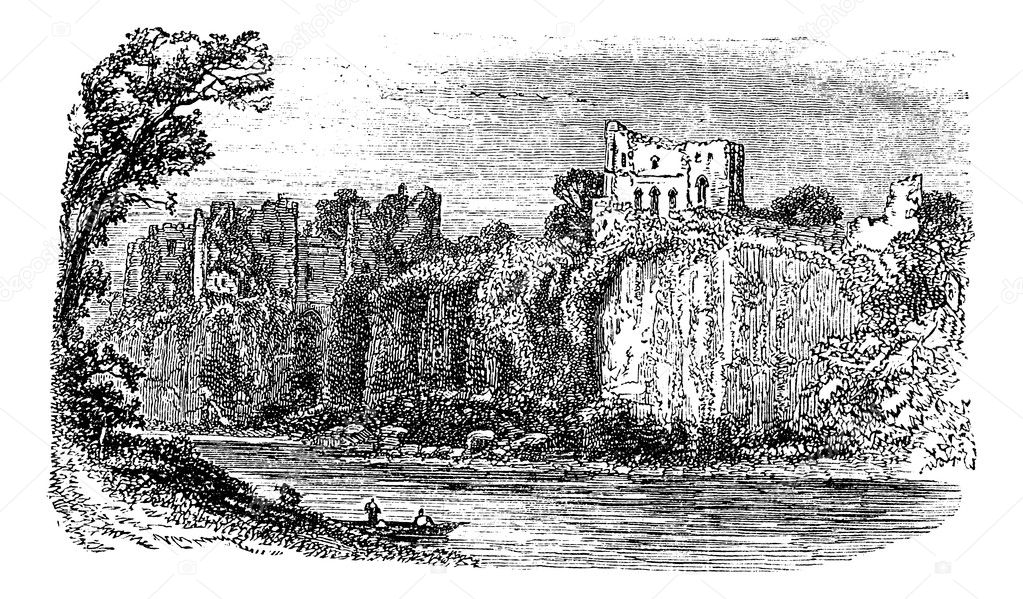 Chepstow Castle, in Monmouthshire, Wales, during the 1890s, vint