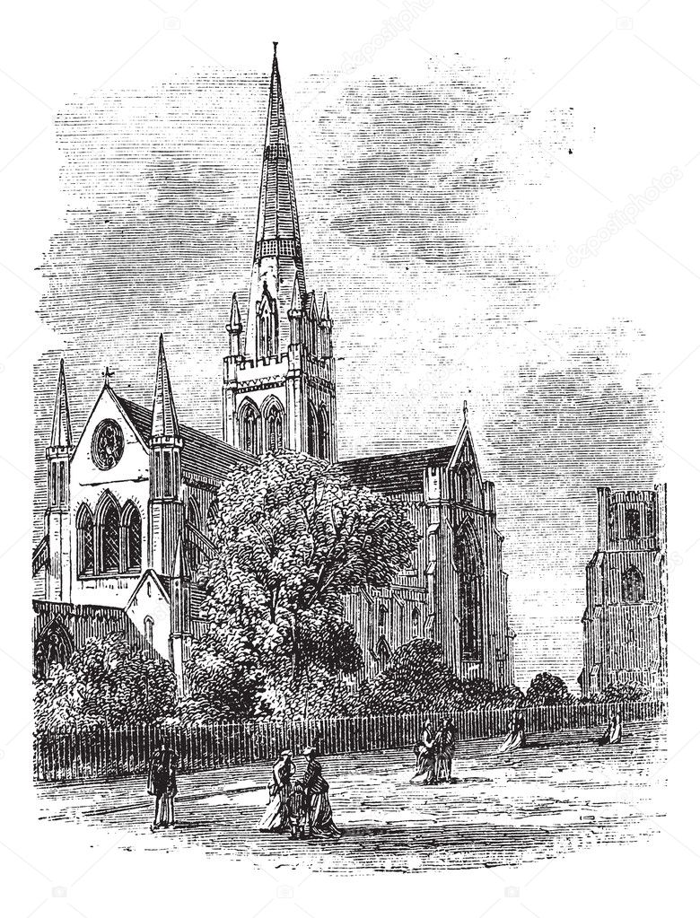 Chichester Cathedral vintage engraving in the 1890s